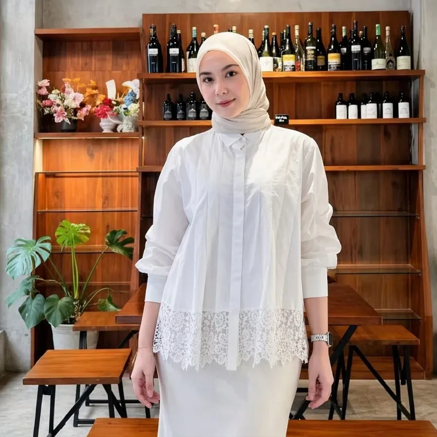 DLY Jema Blouse Wanita Basic Lace | Kemeja Atasan Premium Korean Style Daily Wear