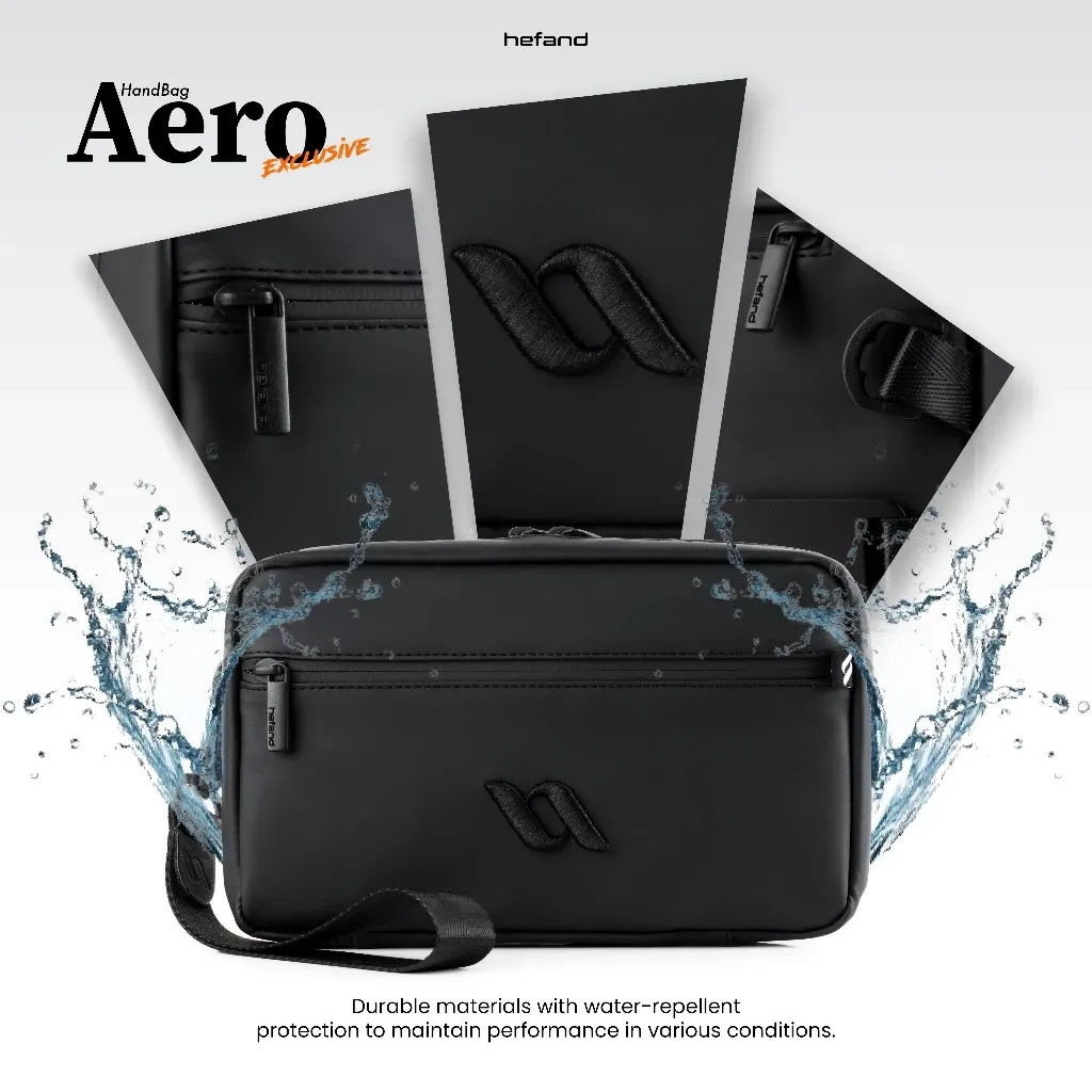 Hefand - Handbag Pria Aero Exclusive + Paperbag Clutch Bag Slingbag Multifungsi Tas Tangan Cowok Waterproof Anti Air
