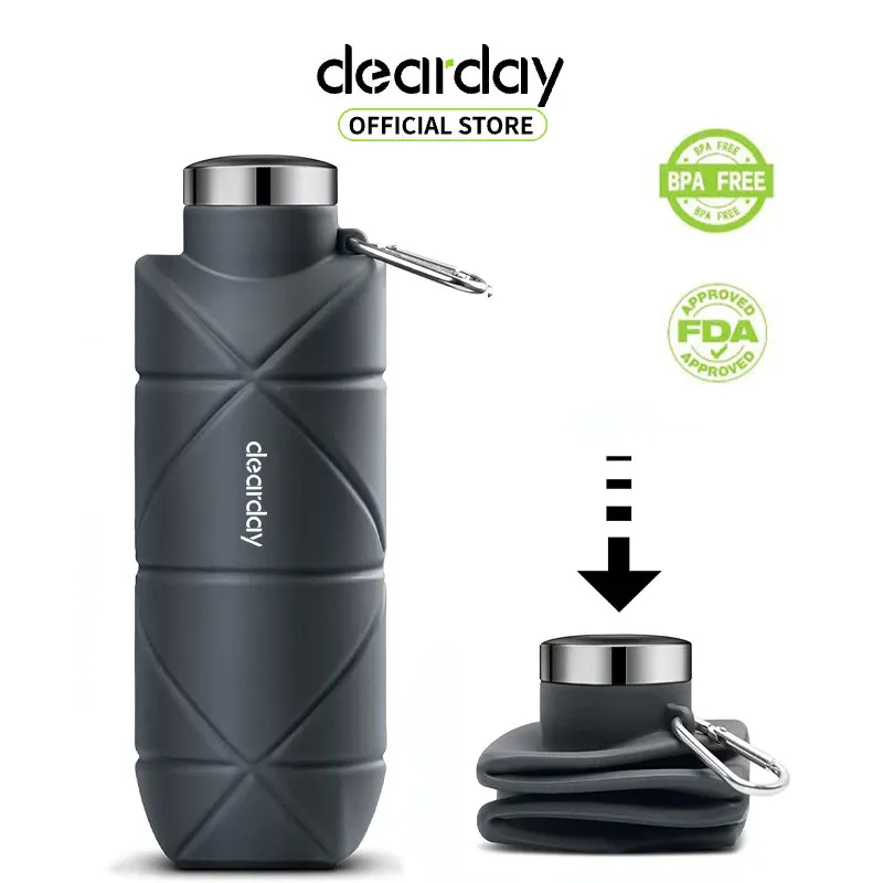 Dearday Foldable Portable Water Bottle 700ml Silicone Bottle Botol Perjalanan Bertahan ringan untuk Sport Kemping Gym